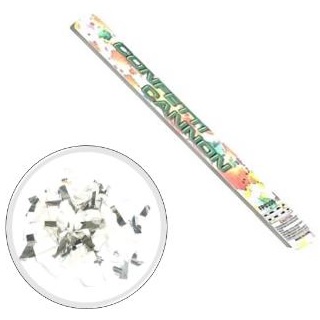 30" SILVER/WHITE CONFETTI CANNON