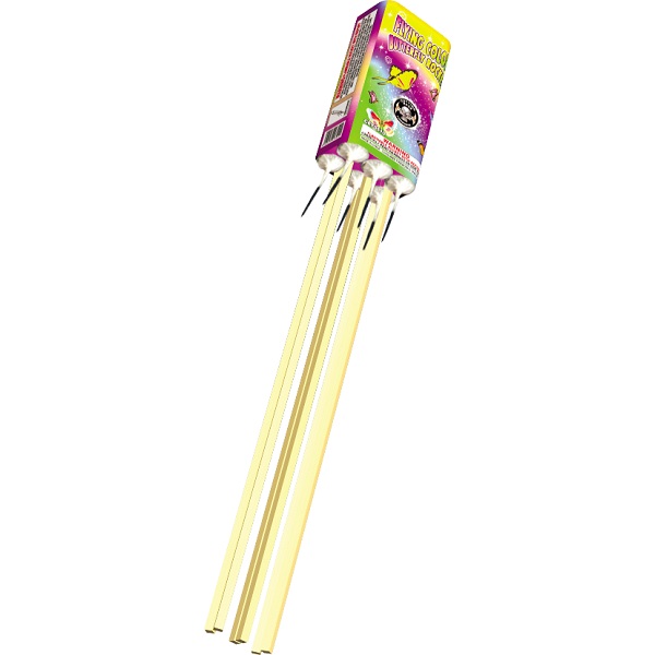 This rocket has high performance from the ground up to approximately 200 feet. At the apex the rocket bursts and produces an effect designed to mimic butterflies flying in nature. Different colors and dancing effect make this one of the finest performing and colorful generic rockets on the market.