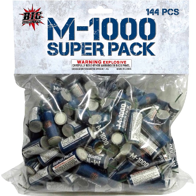 M-1000 SUPER PACK 144 Highly potent M-1000 waterproof firecrackers.   