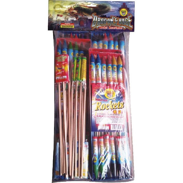 72 PIECE ROCKET ASSORTMENT INCLUDING A DOZEN 1/2 POUND (8OZ) ROCKETS